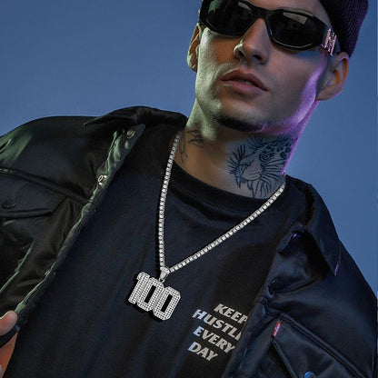 Silver Gameday Custom Jersey Number Necklace with CZ for Men Sports Fan Cool Gifts