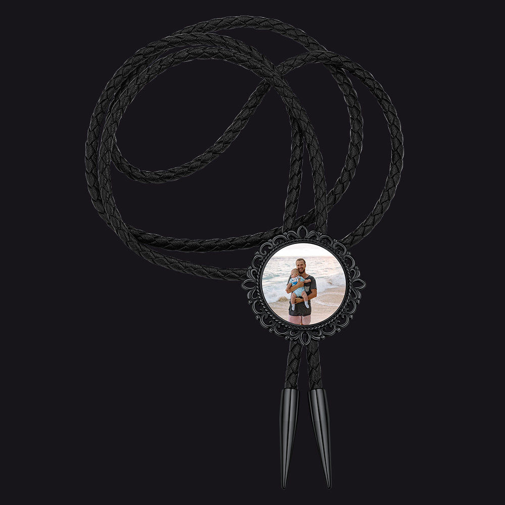 Custom Photo Bolo Ties Vintage Western Style Leather Necktie FaithHeart