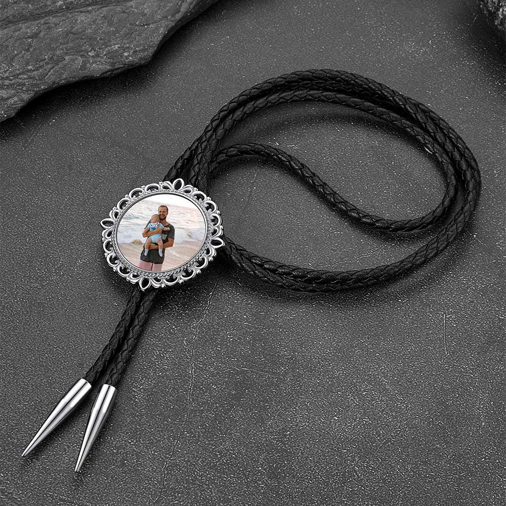 Custom Photo Bolo Ties Vintage Western Style Leather Necktie FaithHeart