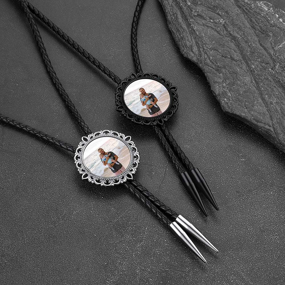 Custom Photo Bolo Ties Vintage Western Style Leather Necktie FaithHeart