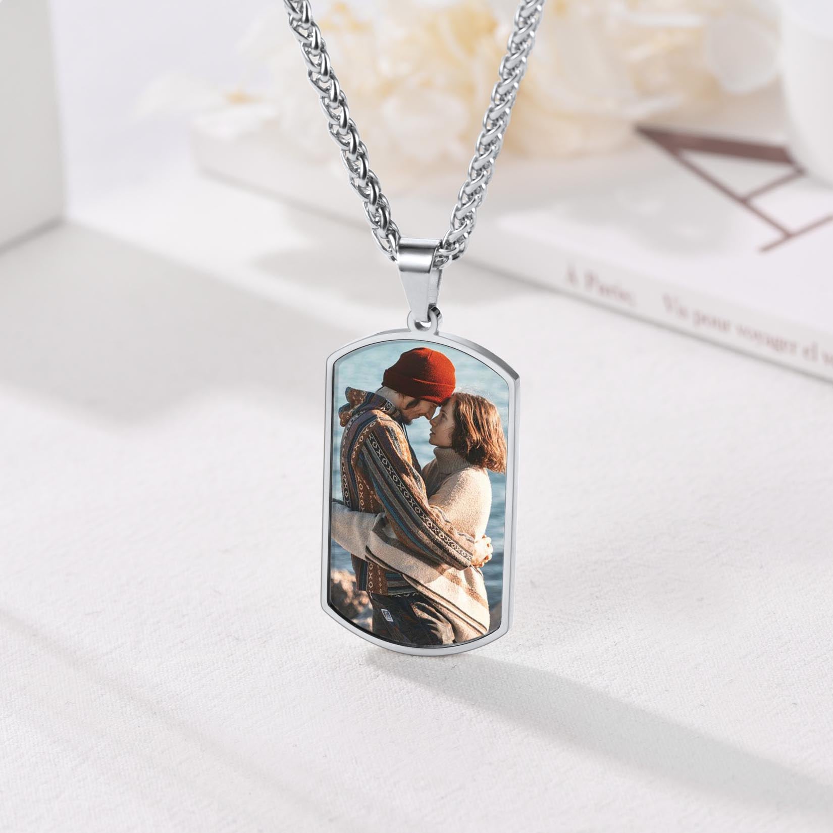 Custom Photo Dog Tag Necklace with Picture For Men FaithHeart