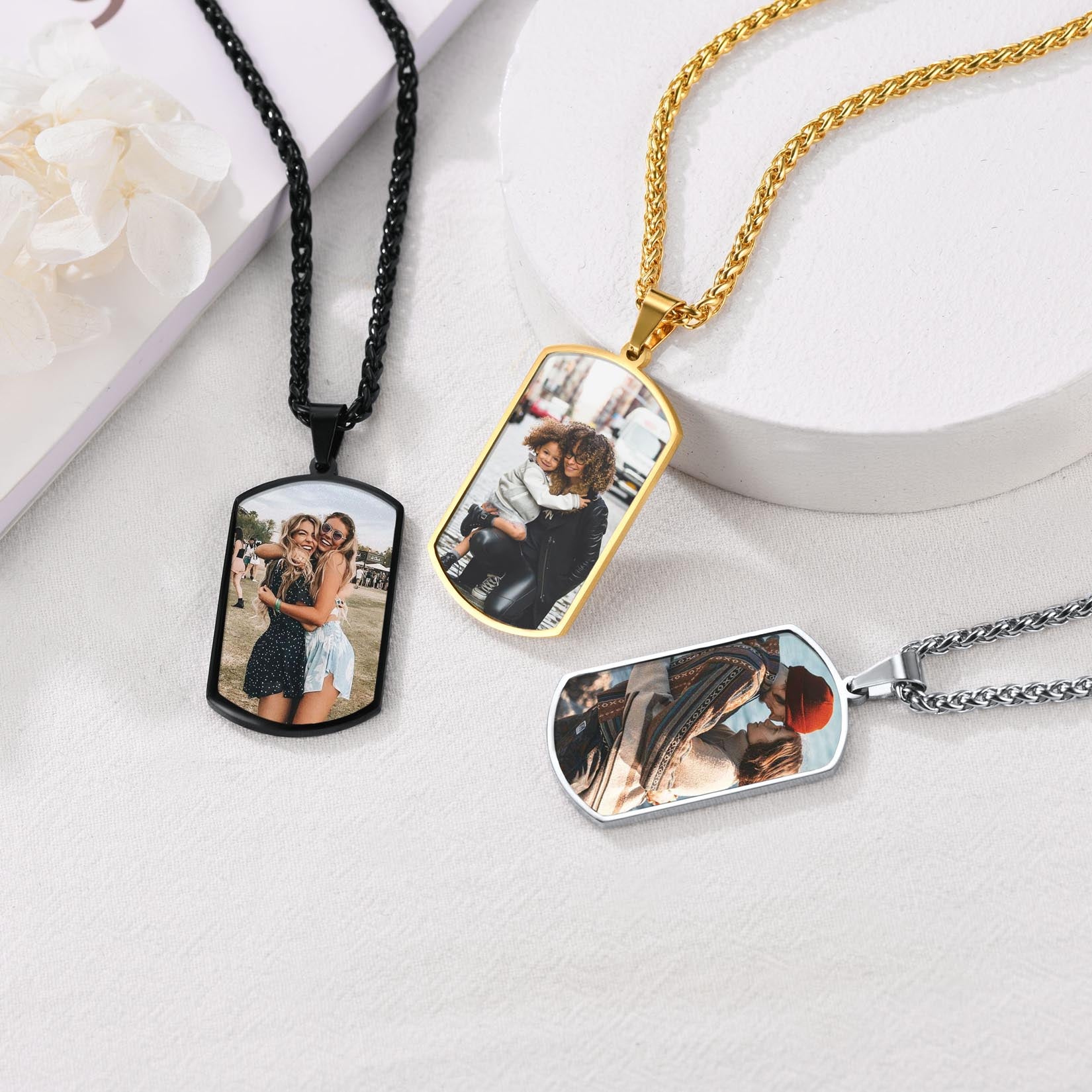 Custom Photo Dog Tag Necklace with Picture For Men FaithHeart