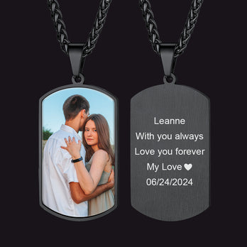 Custom Photo Dog Tag Necklace with Picture For Men Women