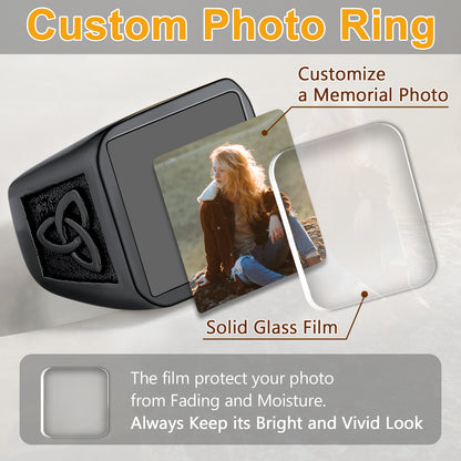 Bague photo personnalisée avec nœud Trinity pour homme