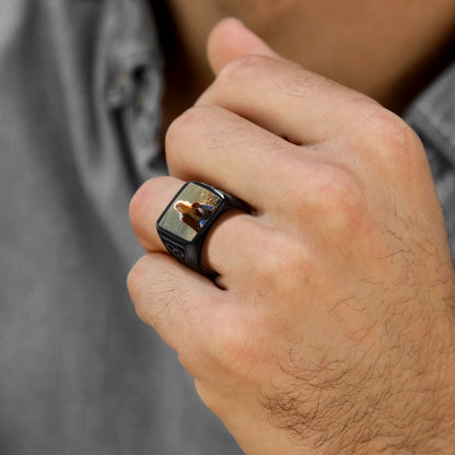 Bague photo personnalisée avec nœud Trinity pour homme