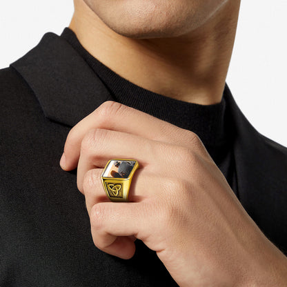 Bague photo personnalisée avec nœud Trinity pour homme