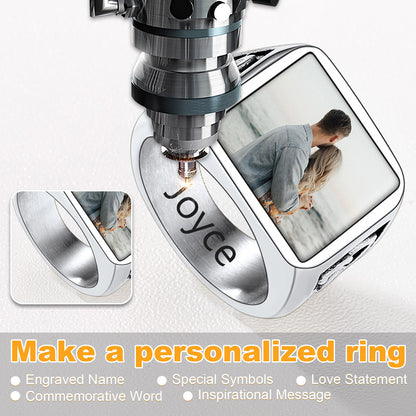 Bague photo personnalisée avec nœud Trinity pour homme