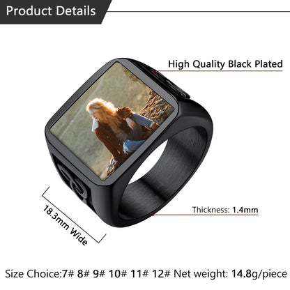Bague photo personnalisée avec nœud Trinity pour homme