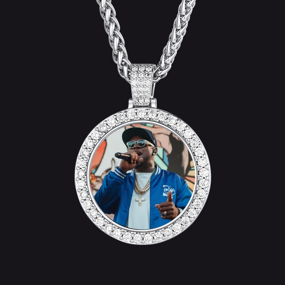 Customized CZ Memorial Necklace with Picture for Men Women