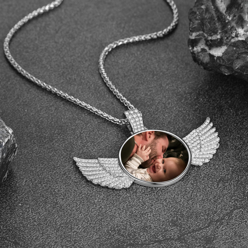 FaithHeart Silver Angel Wings Picture Necklace