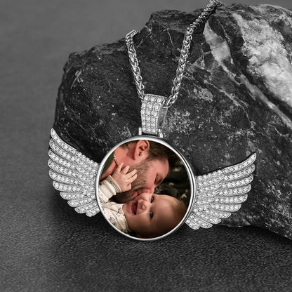 FaithHeart Silver Angel Wings Picture Necklace