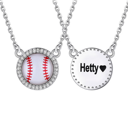 Steel / Baseball Custom Sports Necklace Name Tag with Zircon for Fans Athlete
