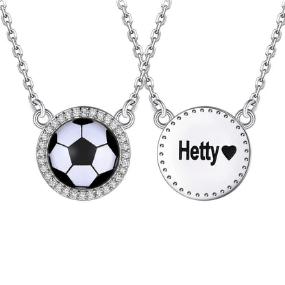  Steel / Soccer Custom Sports Necklace Name Tag with Zircon for Fans Athlete