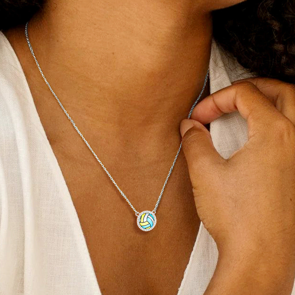   Custom CZ Sports Pendant Necklace with Name Tag for Women Fans Athlete