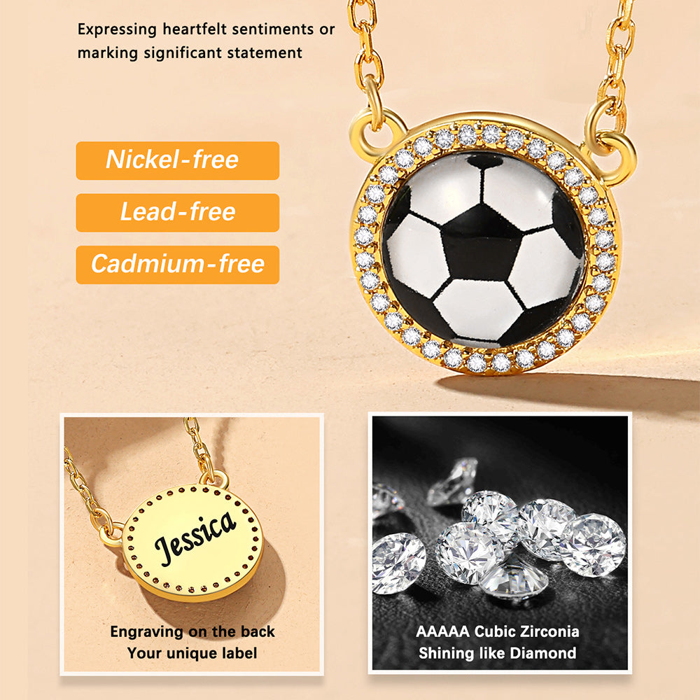   Custom Sports Necklace Name Tag with Zircon for Fans Athlete