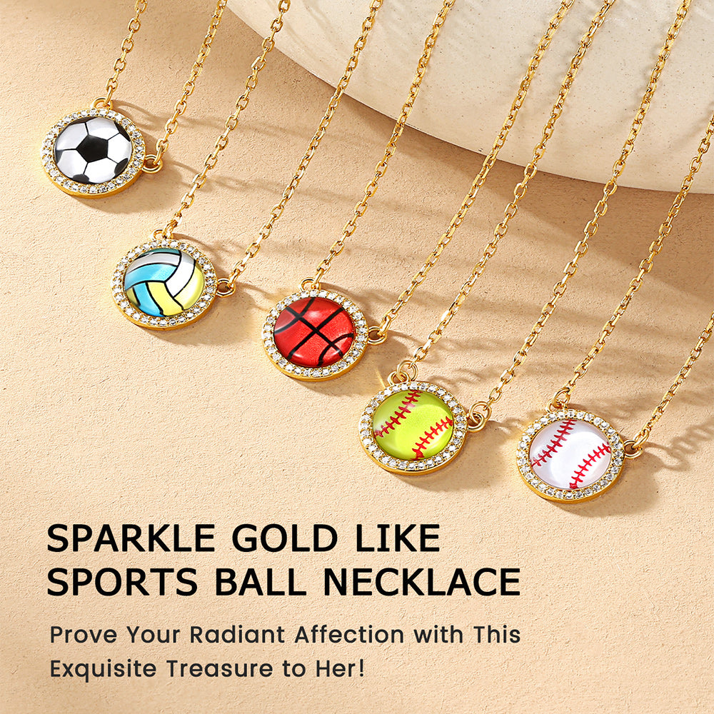 Custom CZ Sports Pendant Necklace with Name Tag for Women Fans Athlete in different sports style 