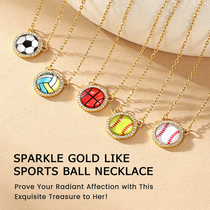 Custom CZ Sports Pendant Necklace with Name Tag for Women Fans Athlete in different sports style 