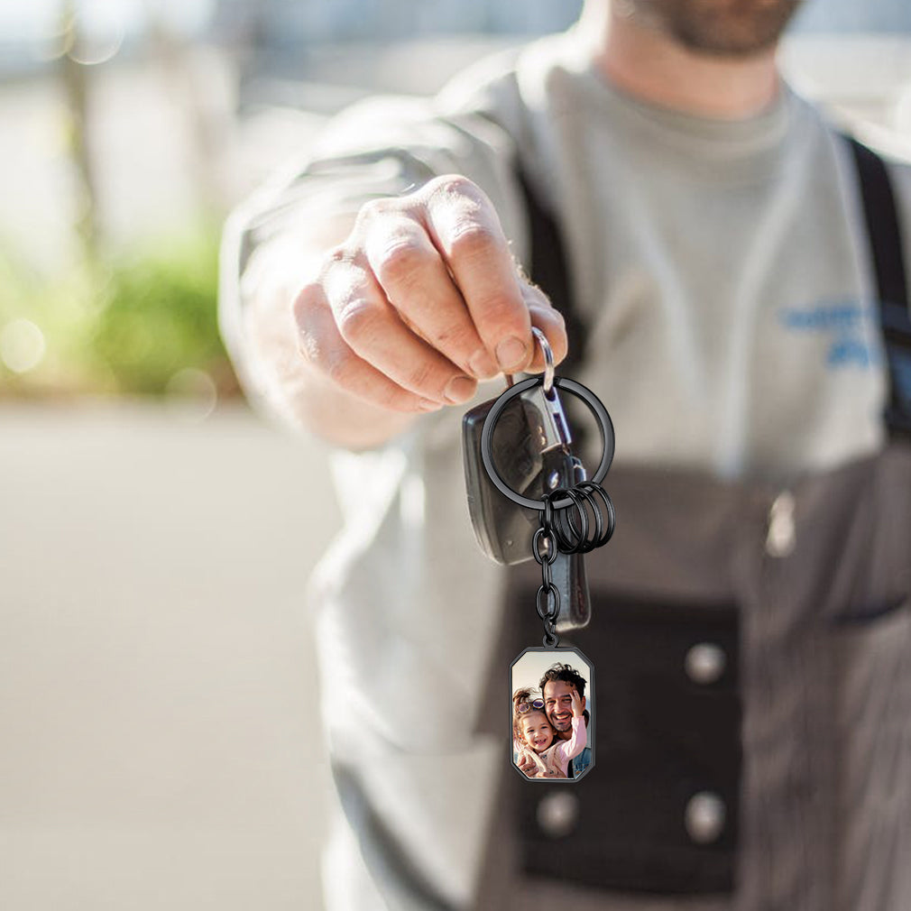 Faithheart Custom Spotify Code Dog Tag Photo Keychain Gift for Dad FaithHeart Jewelry