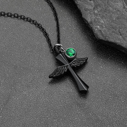 Custom Wings Cross Urn Pendant Cremation Necklace for Men Women