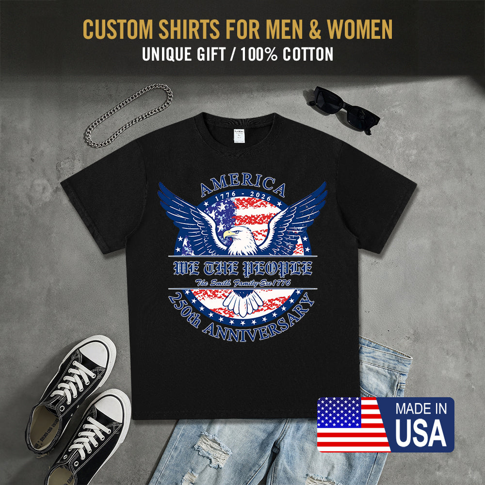 Custom 250th Anniversary USA T-Shirt Patriotic Freedom T-Shirt for Men  