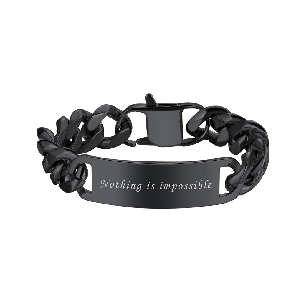 Custom Bracelet for men Black Plated 15 mm