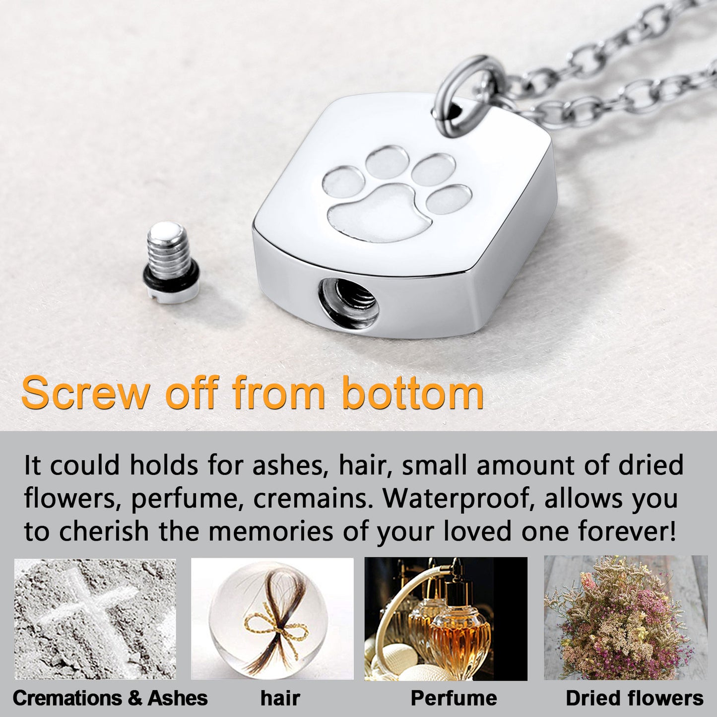 Custom Cremation Pet Feet Urn Dog Tag Necklace for Ashes
