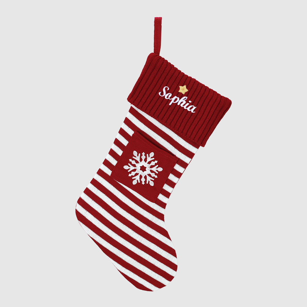 Custom Embroidered Christmas Striped Knit Stockings Holiday Decor 