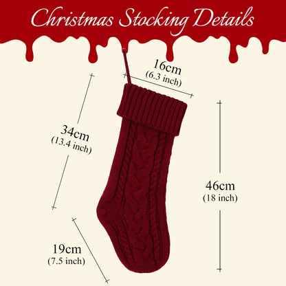 A Christmas stocking detail graphic with labeled dimensions.