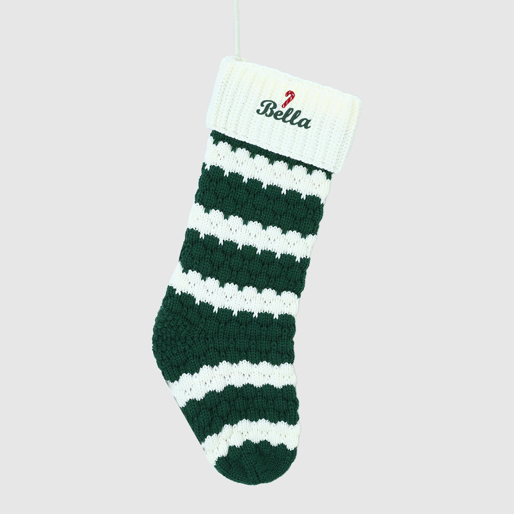 Custom Embroidered Name Christmas Stocking | Green