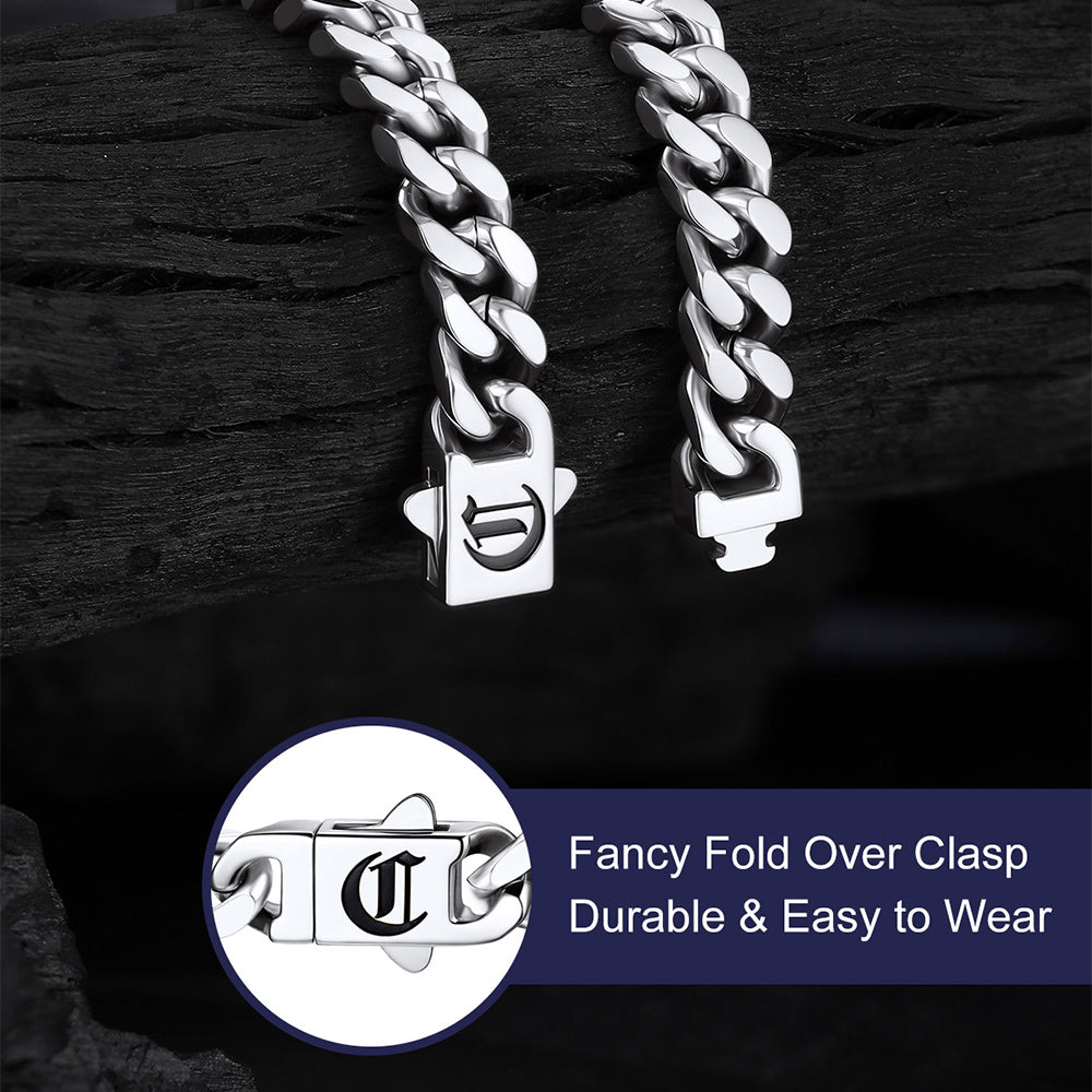 Secure clasp on Miami Cuban link bracelet with custom engraving option