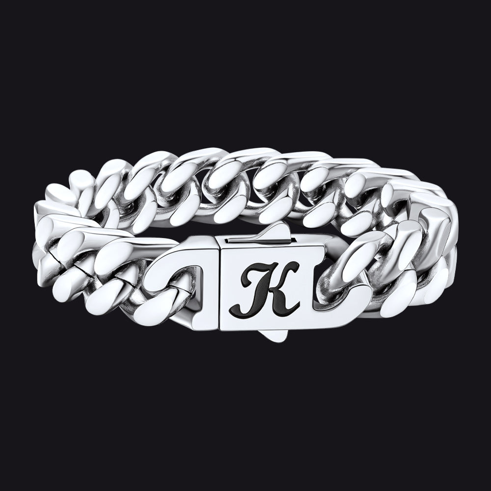 Custom Engraving Cuban Link Chain Bracelet 5/7/9/12mm Width for Men - FaithHeart Jewelry