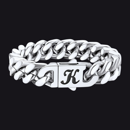 Custom Engraving Cuban Link Chain Bracelet 5/7/9/12mm Width for Men - FaithHeart Jewelry