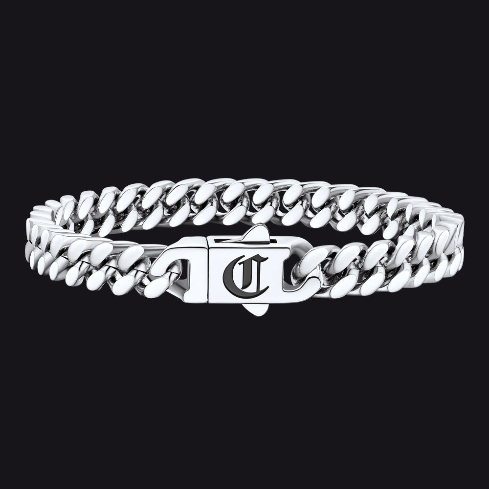 Custom Engraving Cuban Link Chain Bracelet 5/7/9/12mm Width for Men - FaithHeart Jewelry