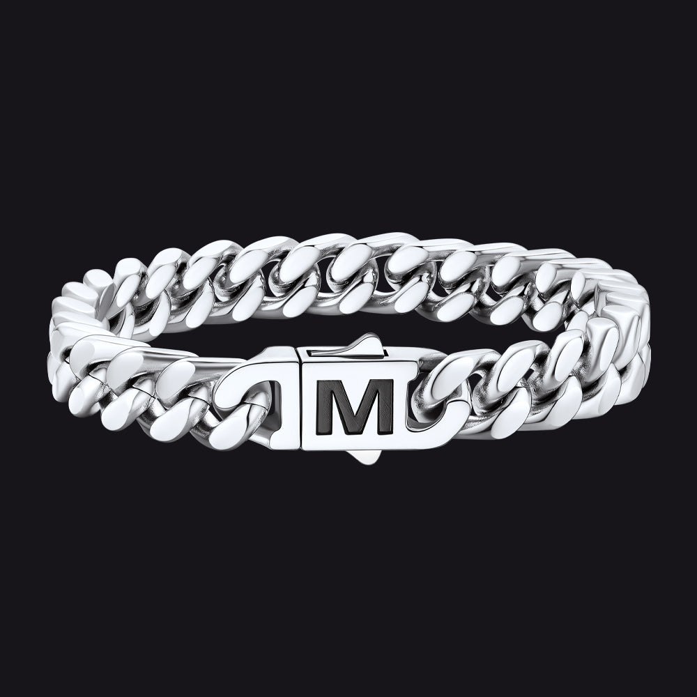 Custom Engraving Cuban Link Chain Bracelet 5/7/9/12mm Width for Men - FaithHeart Jewelry
