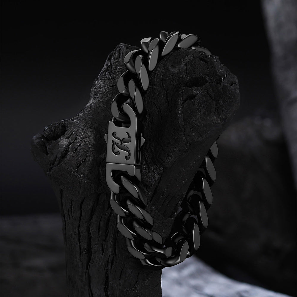 Front and side view of Miami Cuban link bracelet with custom engraving