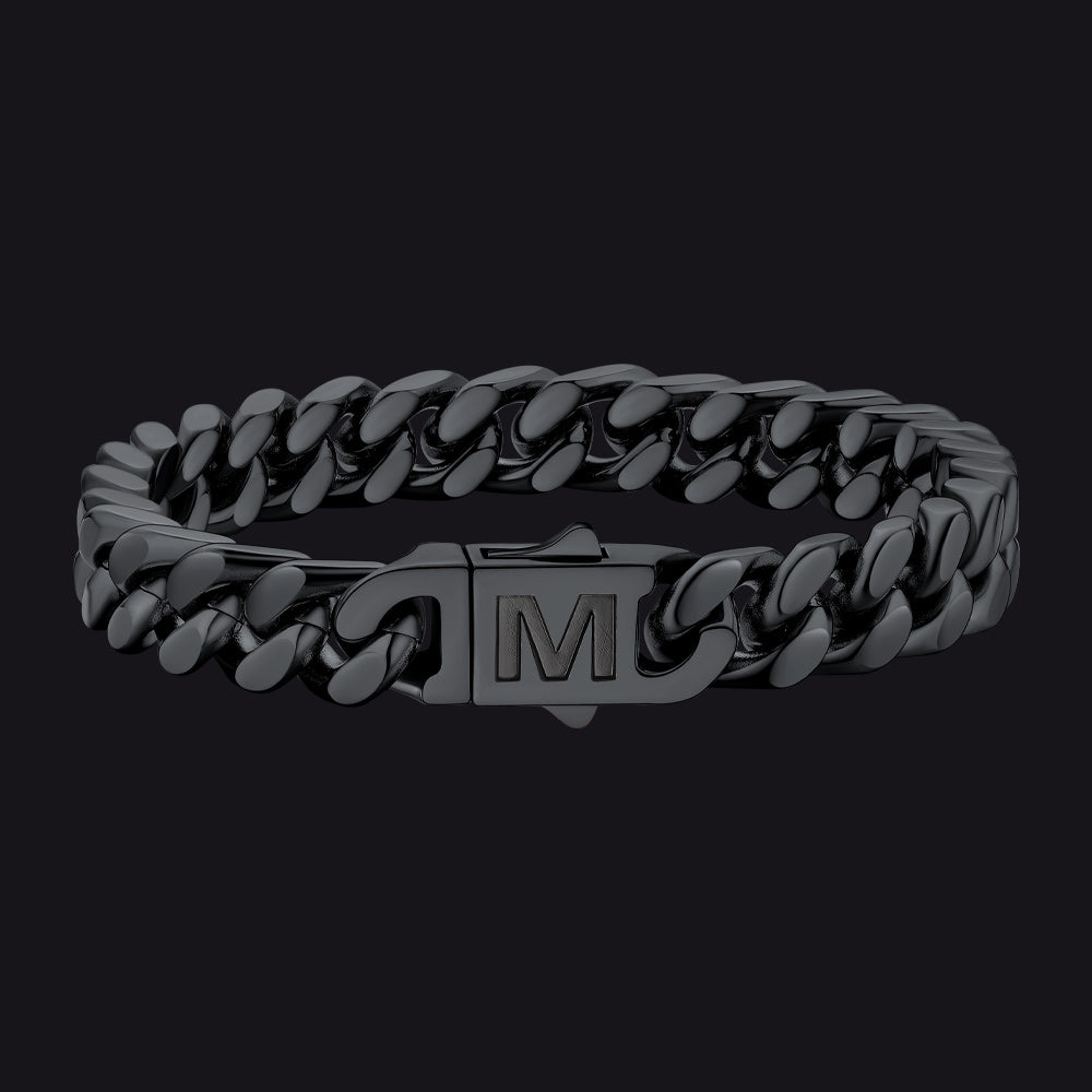 Custom Engraving Cuban Link Chain Bracelet 5/7/9/12mm Width for Men - FaithHeart Jewelry