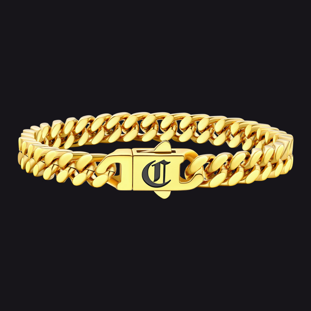 Custom Engraving Cuban Link Chain Bracelet 5/7/9/12mm Width for Men - FaithHeart Jewelry