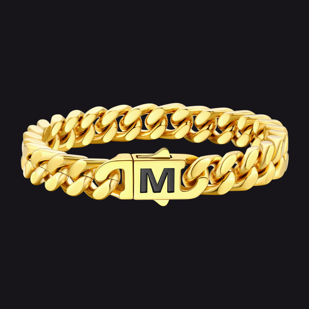 Custom Engraving Cuban Link Chain Bracelet 5/7/9/12mm Width for Men - FaithHeart Jewelry