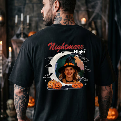 Custom Face Photo Witch Halloween Nightmare Night T-Shirt for Men