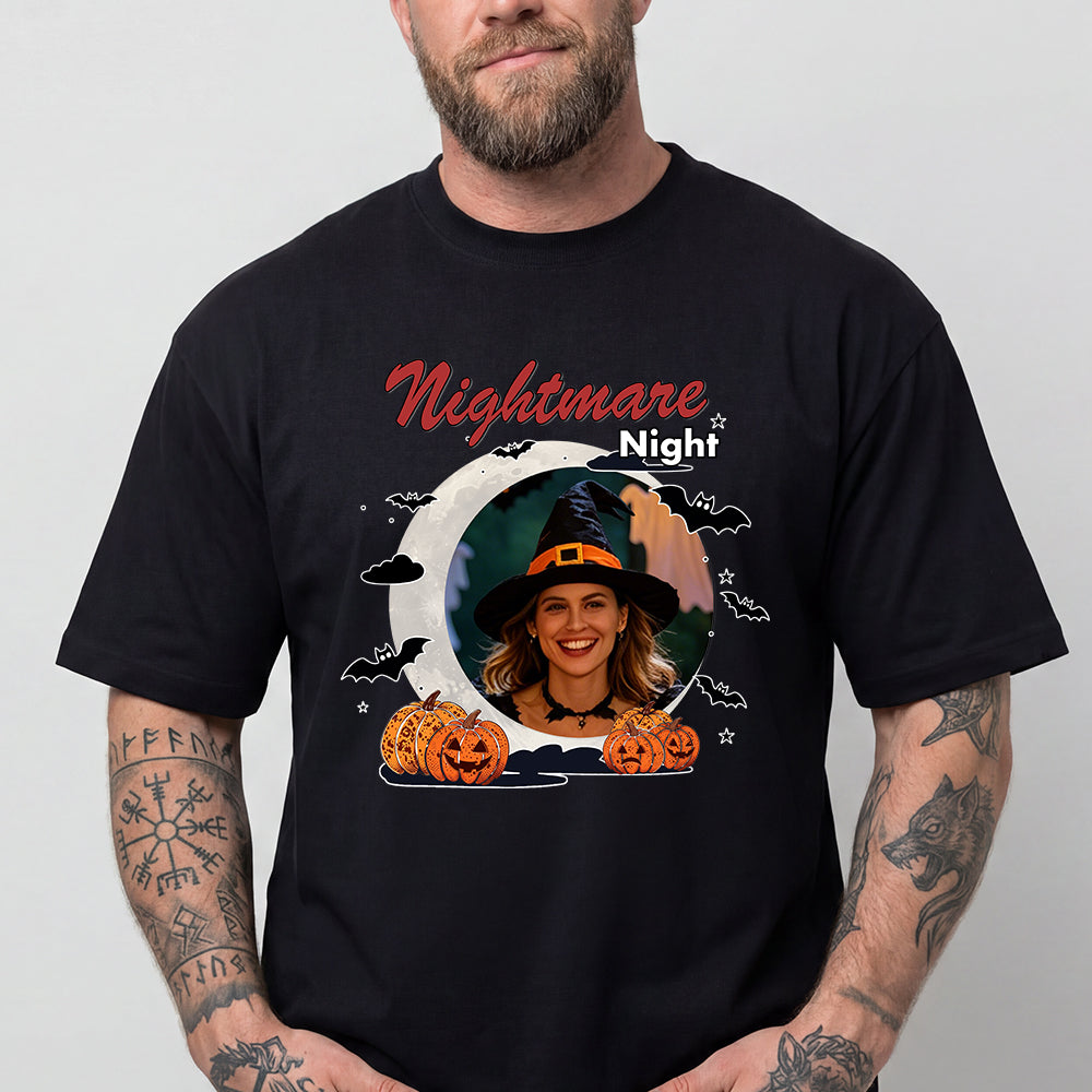 Custom Face Photo Witch Halloween Nightmare Night T-Shirt for Men