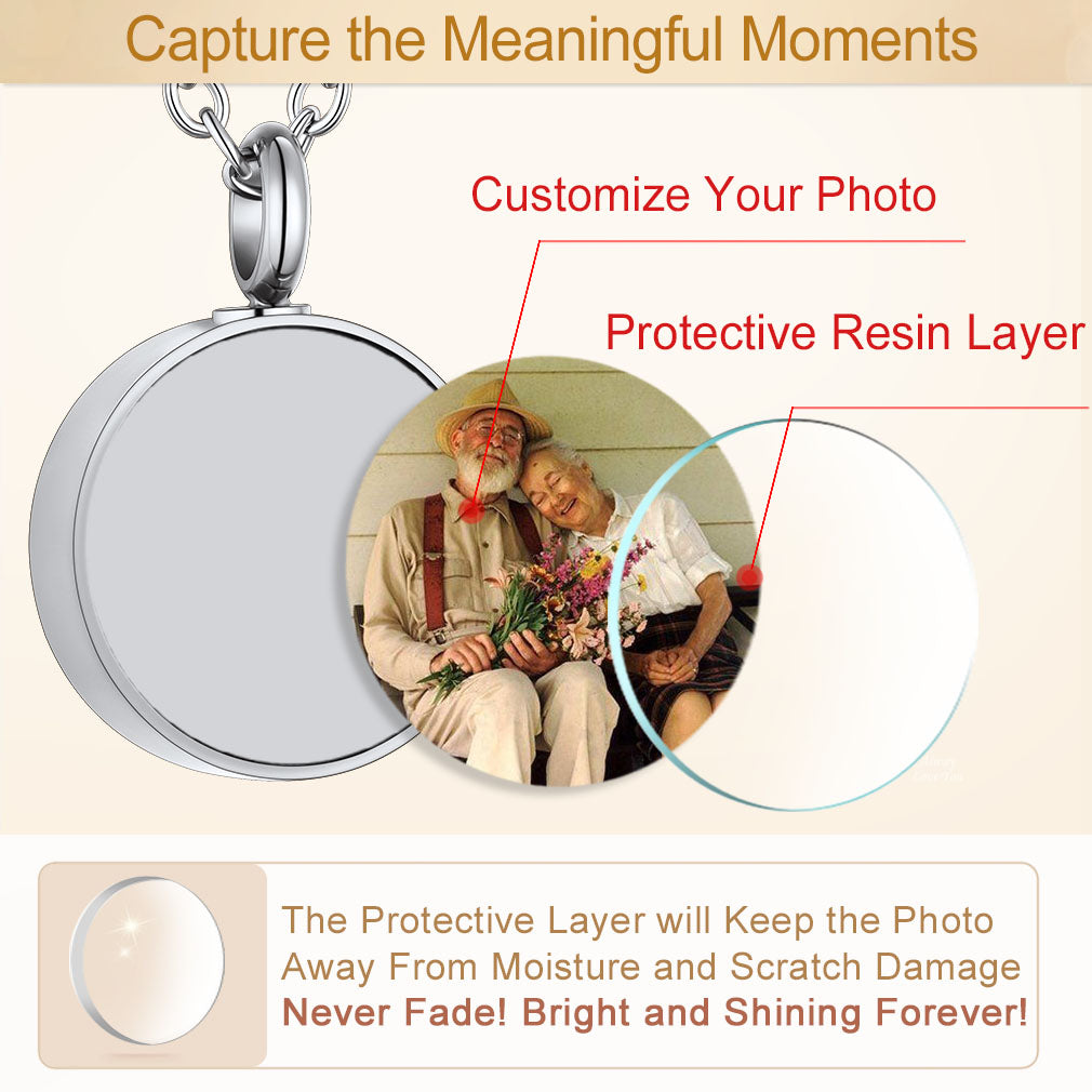 Custom Fingerprint & Photo Urn Necklace for Ashes - FaithHeart Jewelry
