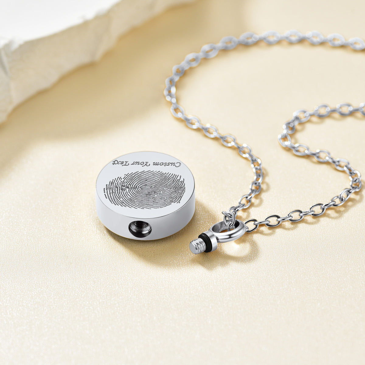 Custom Fingerprint & Photo Urn Necklace for Ashes - FaithHeart Jewelry