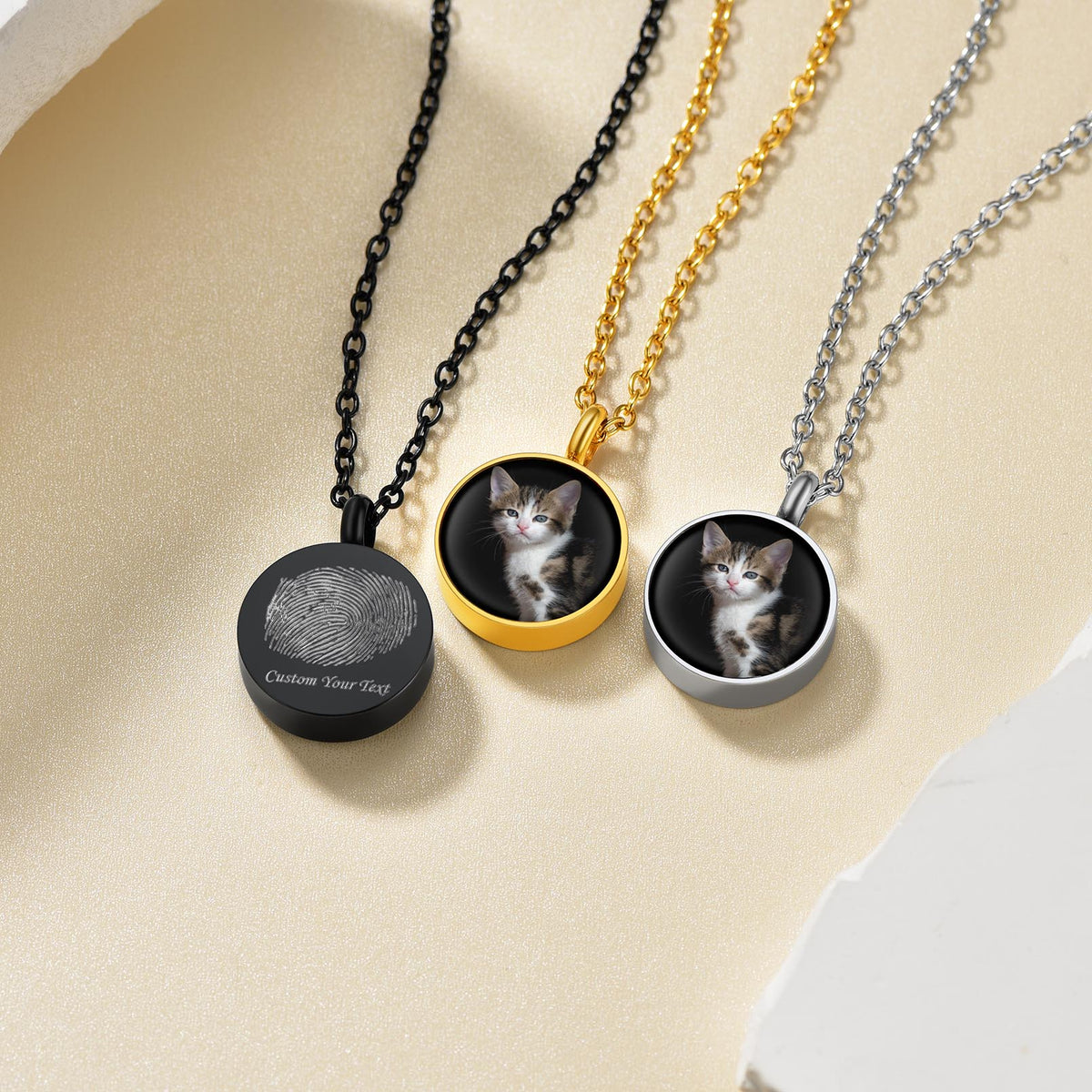 Custom Fingerprint & Photo Urn Necklace for Ashes - FaithHeart Jewelry