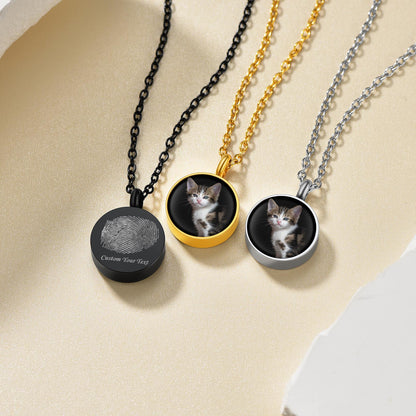 Custom Fingerprint & Photo Urn Necklace for Ashes - FaithHeart Jewelry