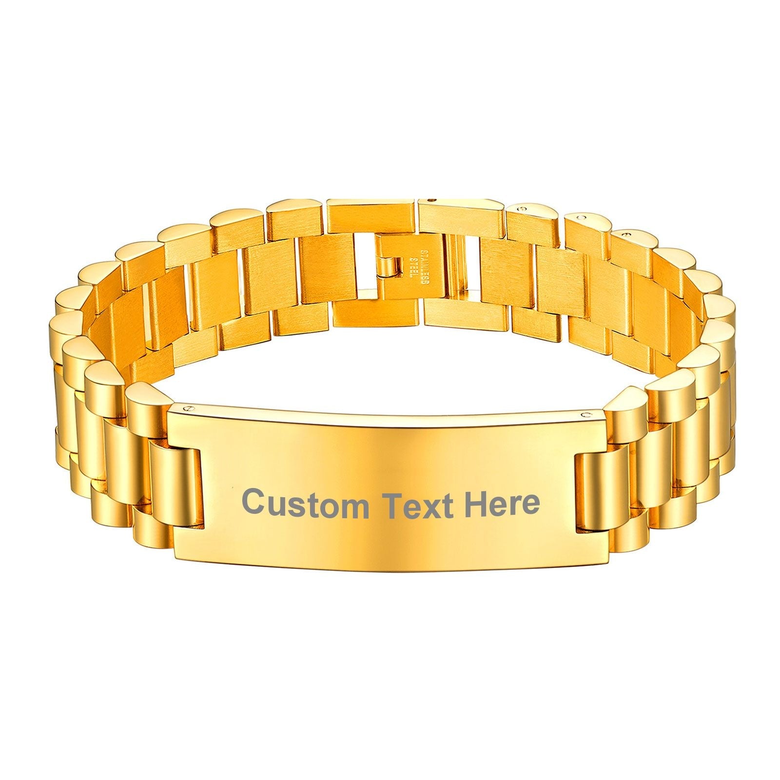 Custom ID Bracelet 15mm Gold