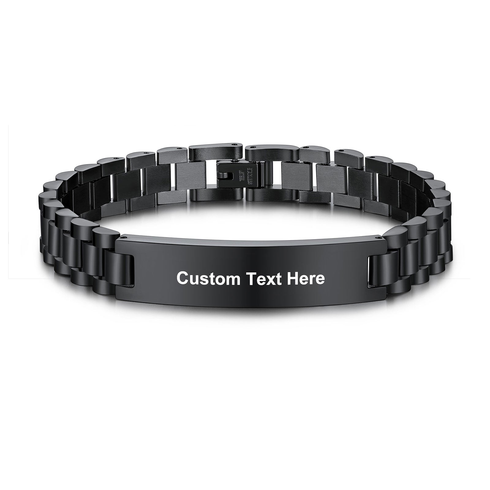 Customized Engraved Nameplate Bar Link Wristband Bracelet