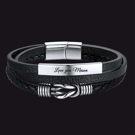 Custom infinity knot multi-layer leather bracelet braided wristband for menimg