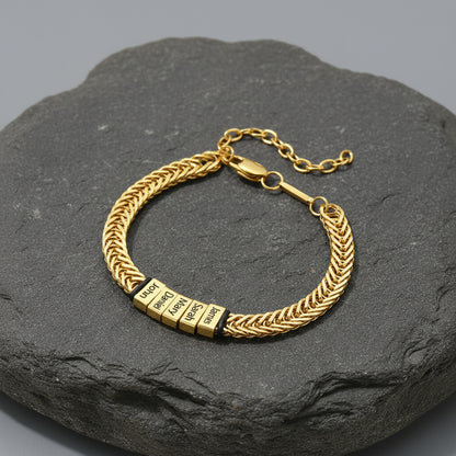 Custom Multi-Bead Names Chain Bracelet Gift for Men