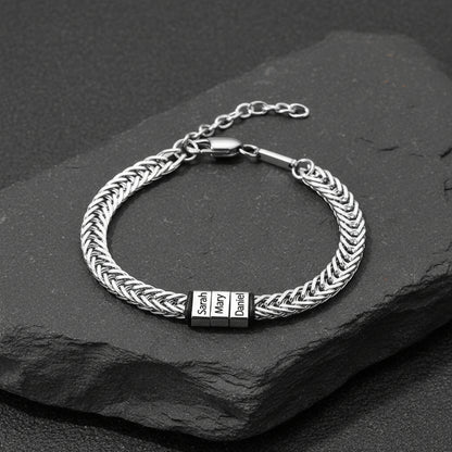 Custom Multi-Bead Names Chain Bracelet Gift for Men