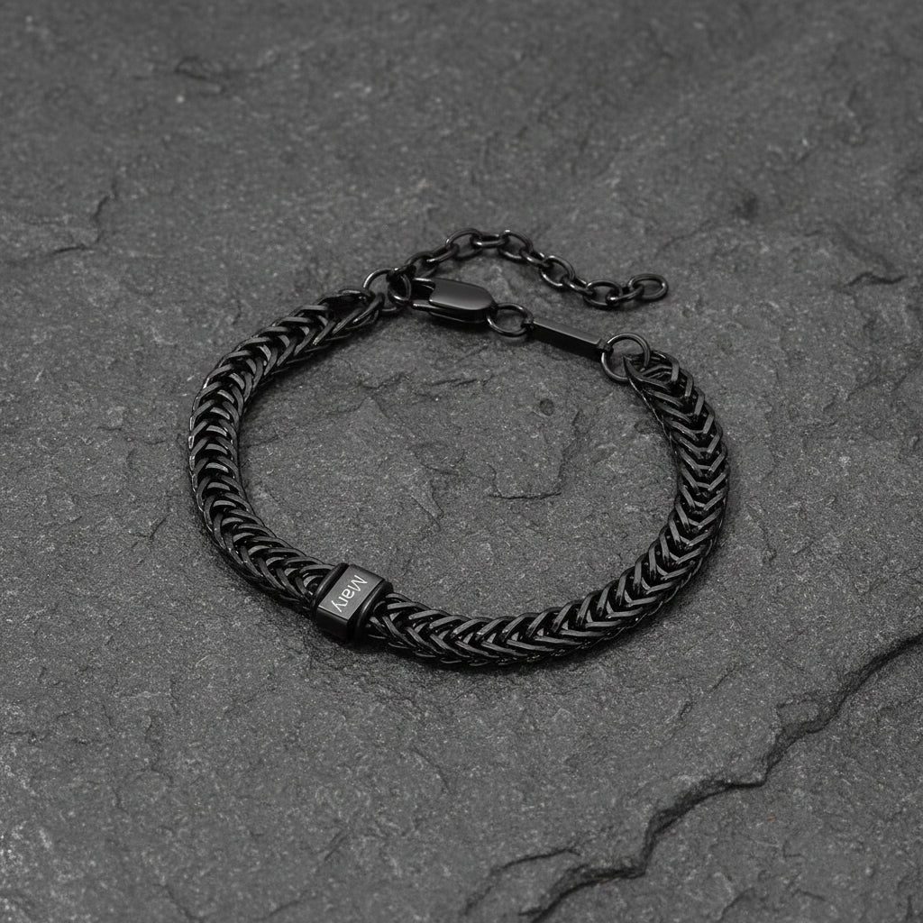 Custom Multi-Bead Names Chain Bracelet Gift for Men